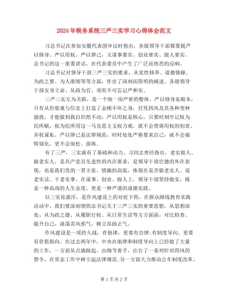 2024年税务系统三严三实学习心得体会范文