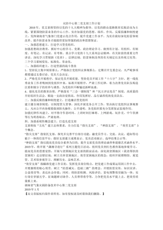 灾防中心第二党支部工作计划 