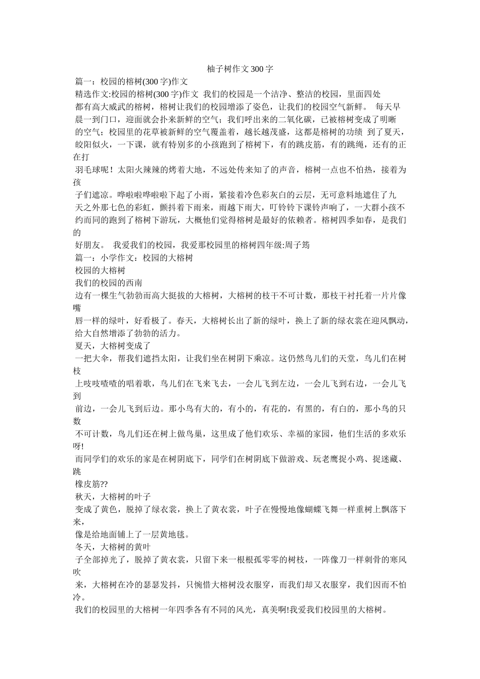 柚子树ۥ作文300字精选 _第1页