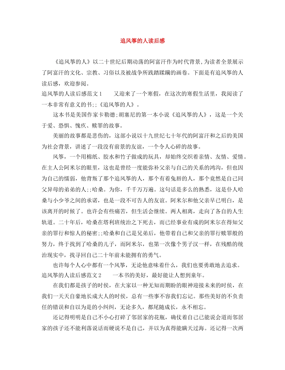 追风筝的人读后感 _第1页