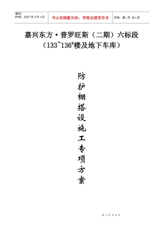 防护棚搭设施工专项方案