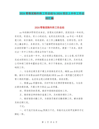 2024零售采购年终工作总结与2024项目上半年工作总结汇编