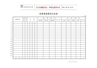 销售管理费用分析表