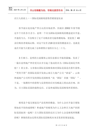 房地产行业国际某花园借势营销策划实录