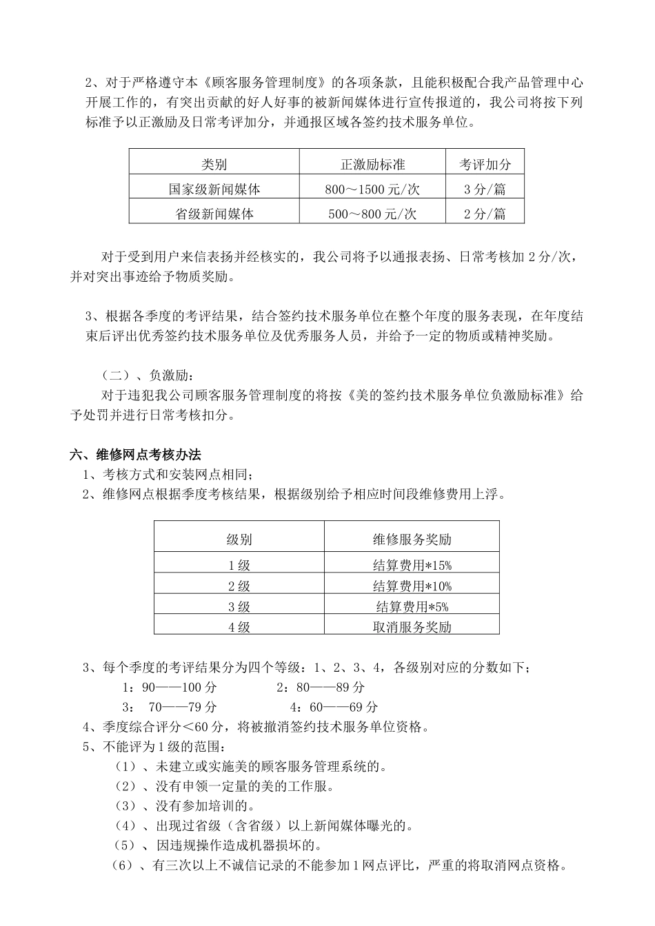 某电器公司04年度服务网点考评管理规定_第2页