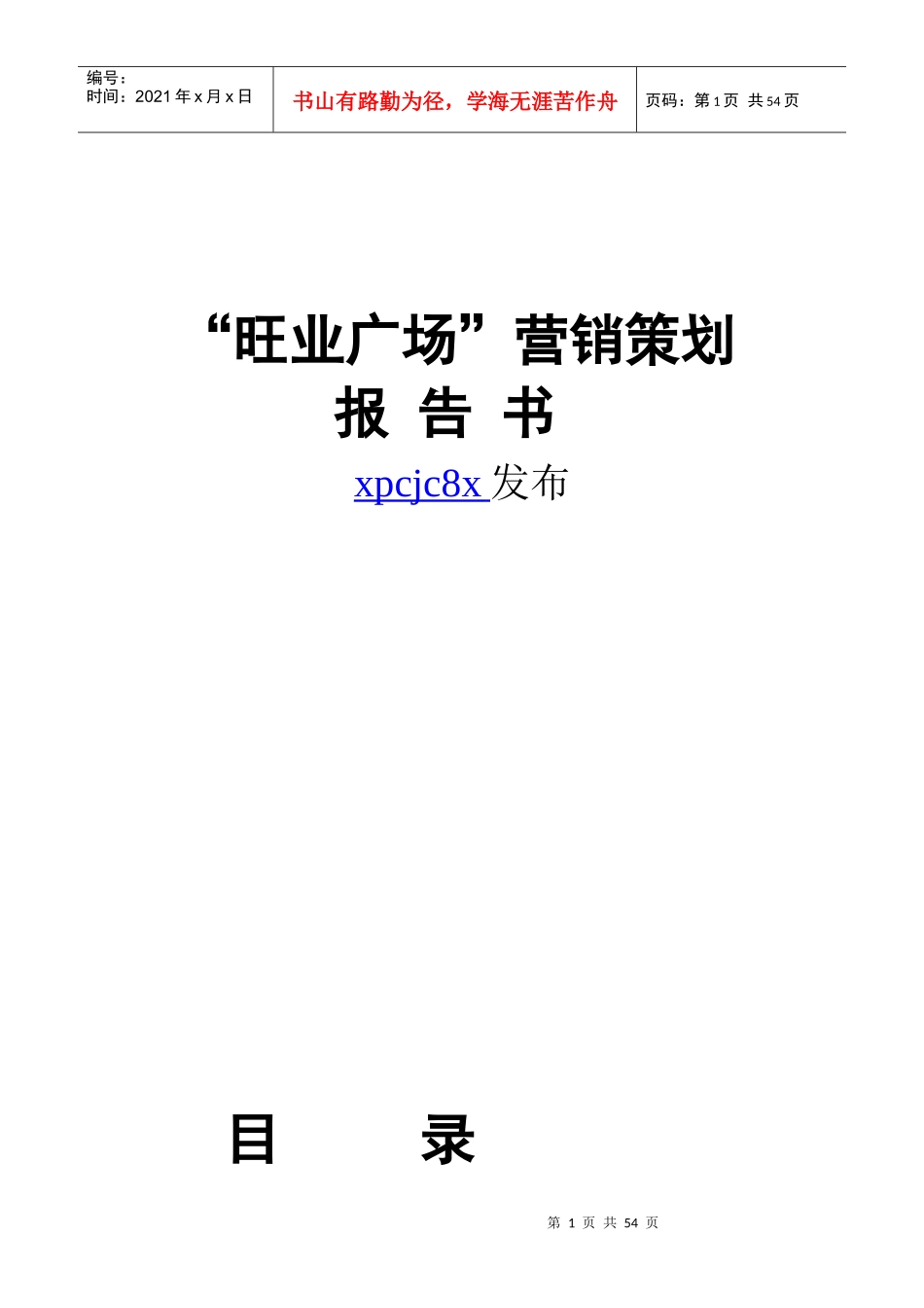 旺业广场营销策划报告书_第1页