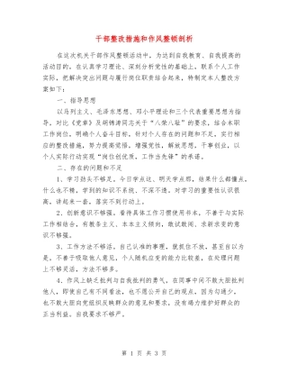 干部整改措施和作风整顿剖析