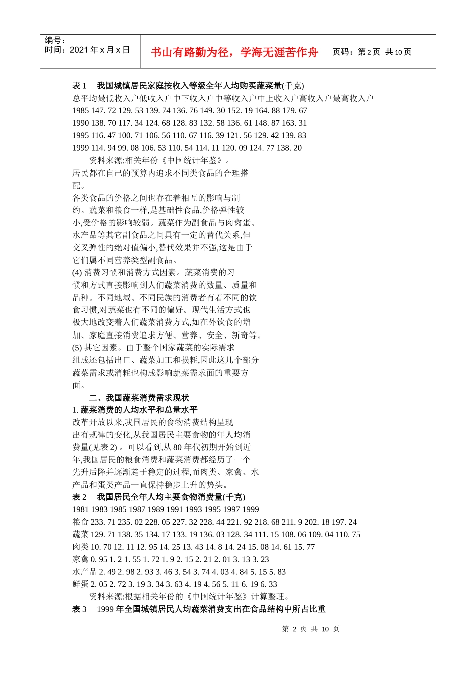 我国蔬菜市场需求分析_第2页