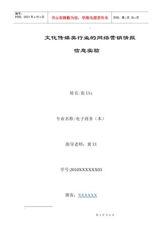 文化传媒类行业的网络营销情报信息实验