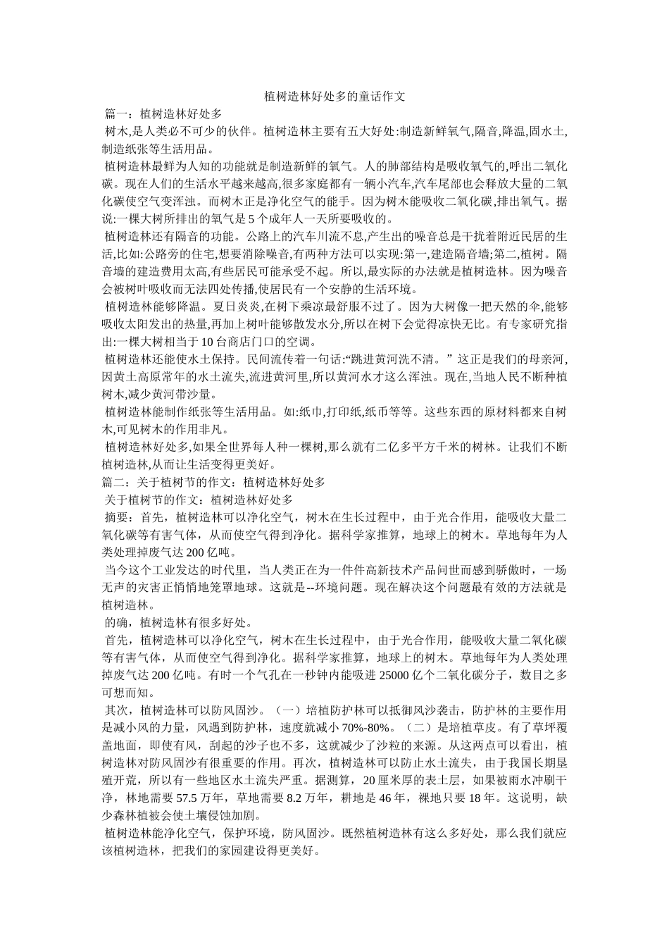 植树造林好处多的童话作文 _第1页