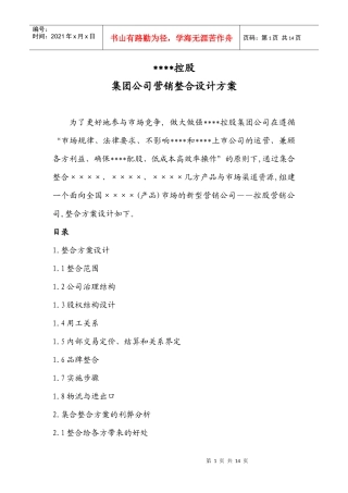 某某集团公司营销整合设计方案