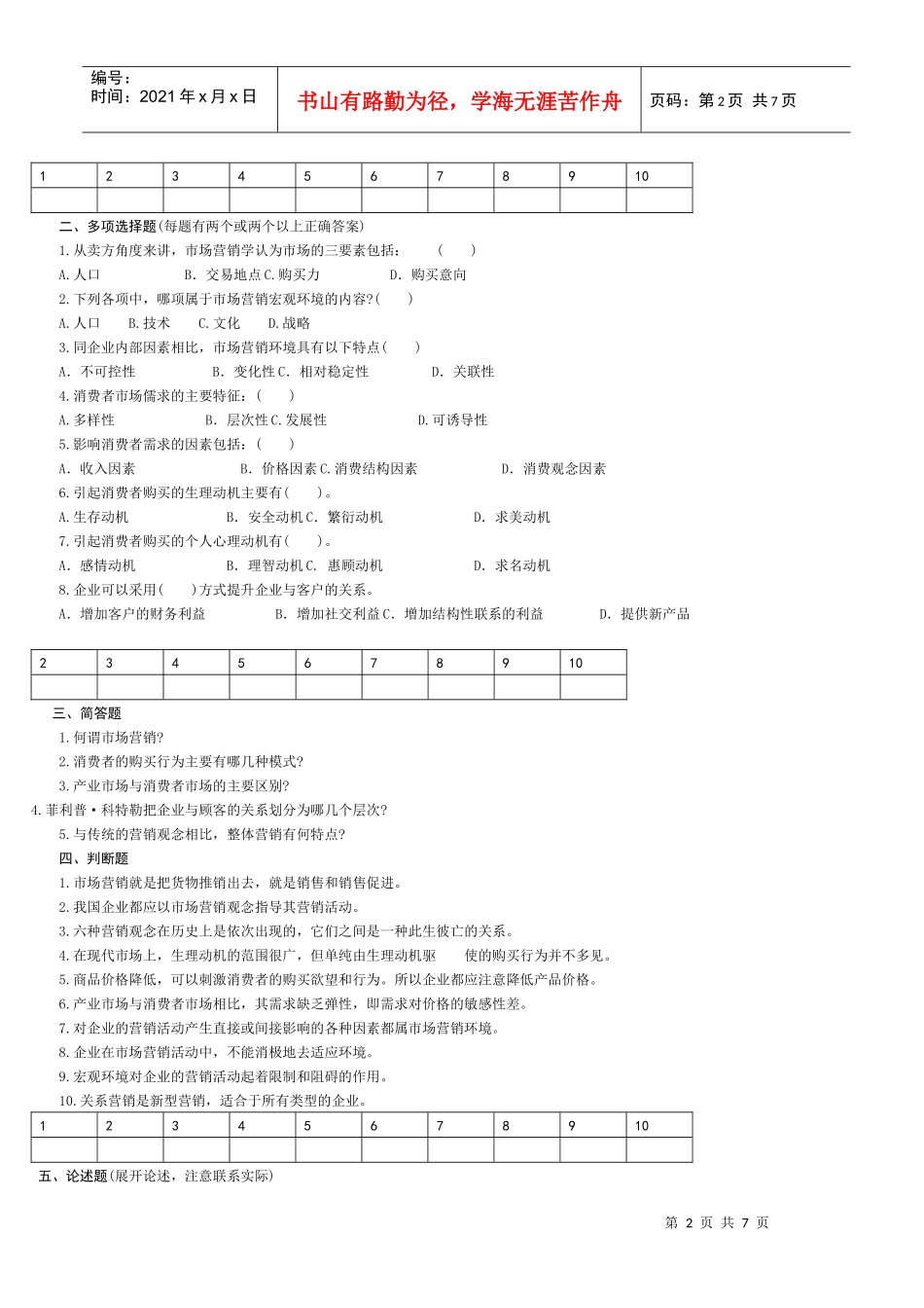 现代企业营销学作业试题_第2页