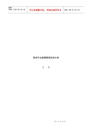 试谈营销平台薪酬管理实施方案