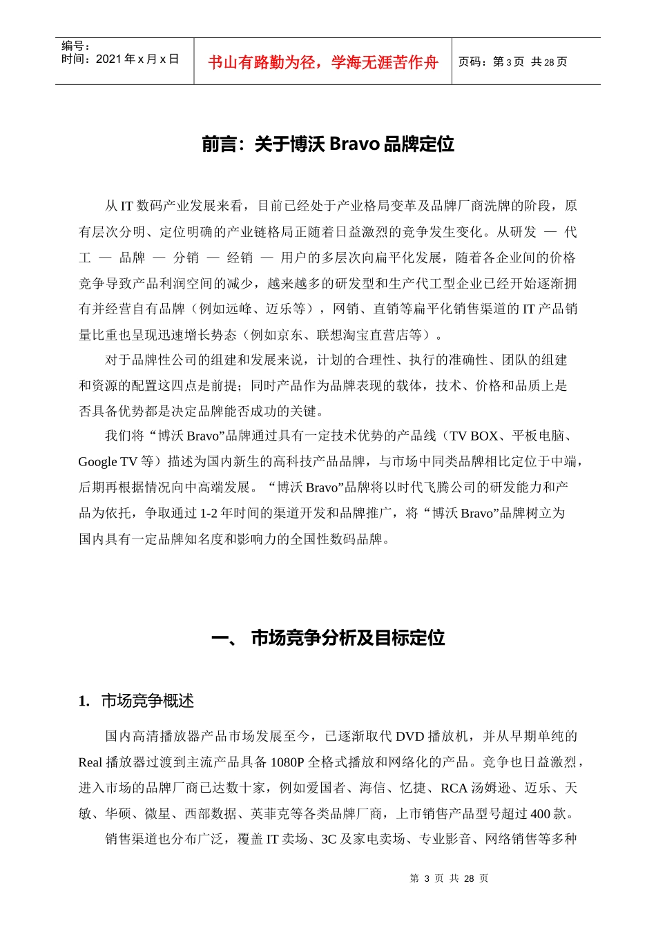 某高清播放器系列产品市场营销方案规划_第3页
