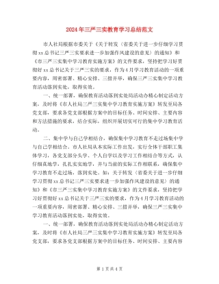 2024年三严三实教育学习总结范文