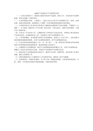 运输队ۥ安全副队长安全生产责任制精选 