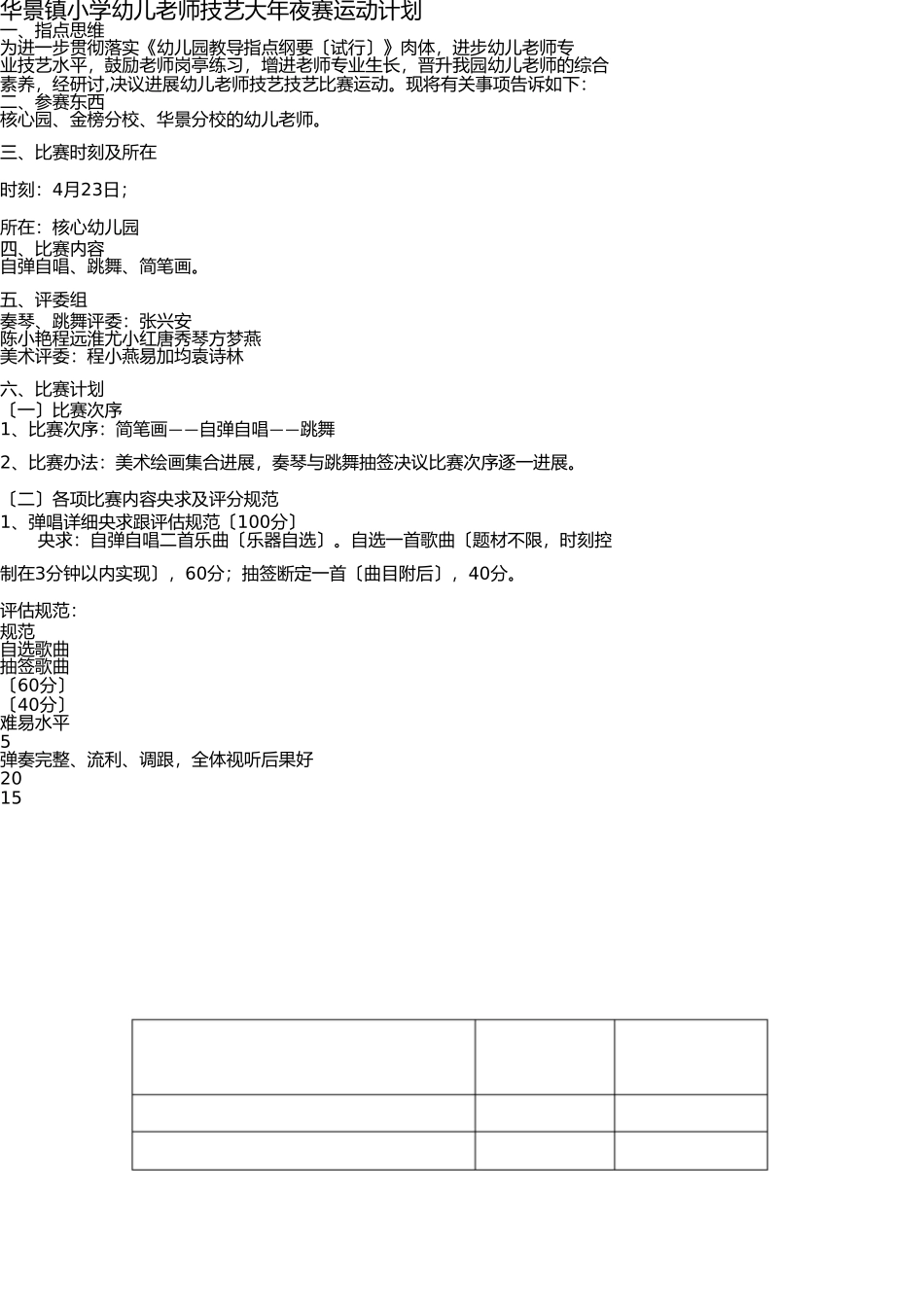 幼儿教师技能大赛活动方案 _第1页