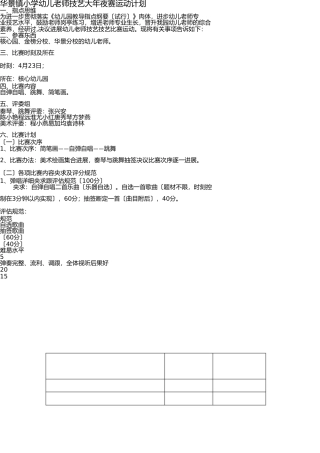 幼儿教师技能大赛活动方案 