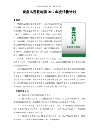 雪花啤酒营销策划书--杨松梅