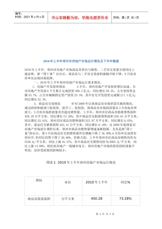 郑州市房地产市场运行情况分析