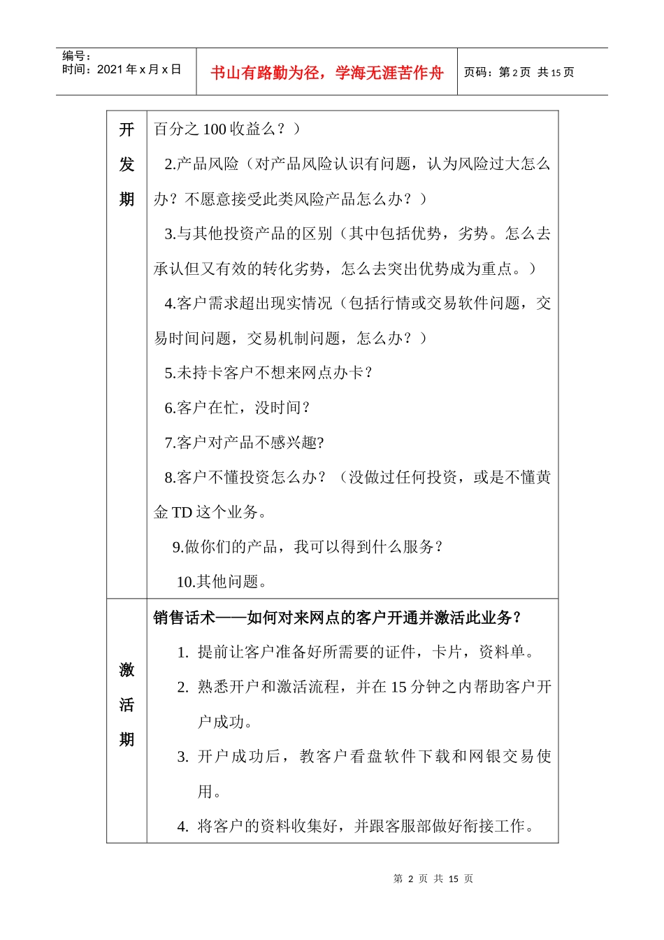 黄金TD营销话术与异议处理话术_第2页