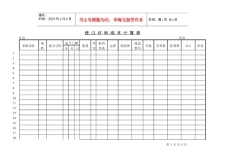进口材料成本计算表