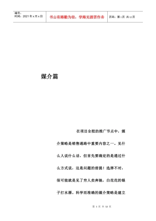 某房地产公司营销推广方案