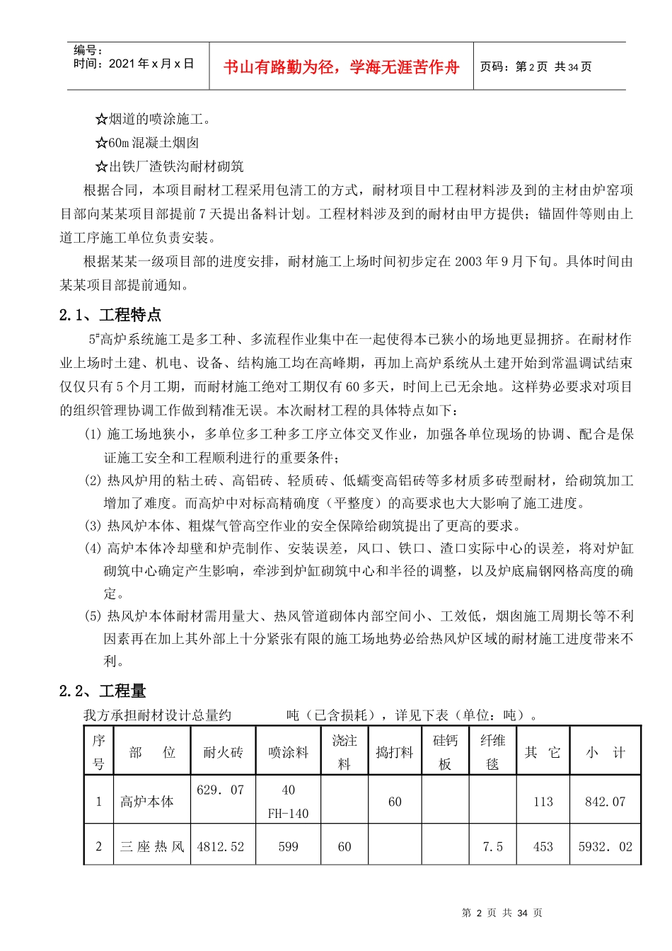 某某厂5高炉检修施工方案_第2页