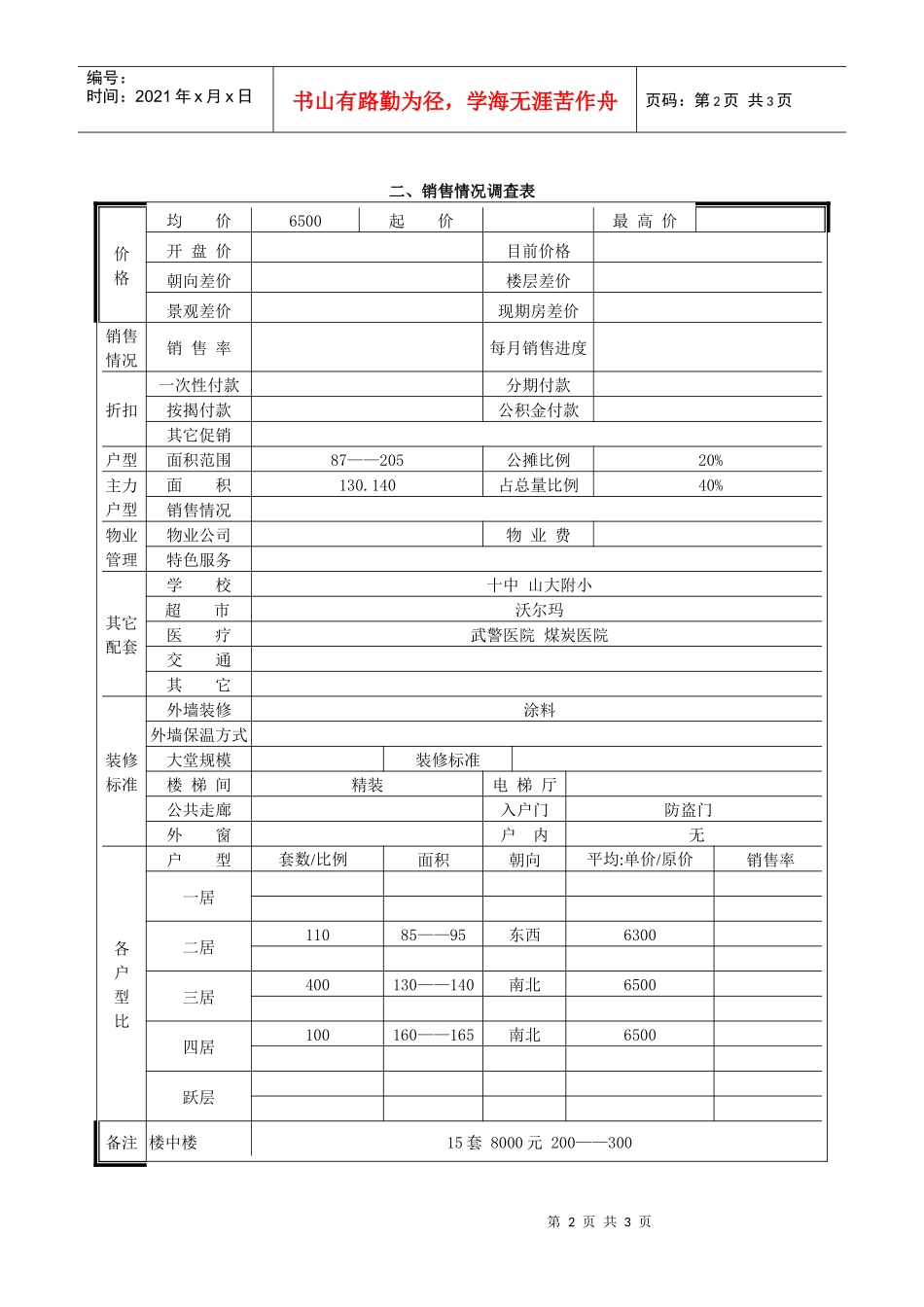 银海水韵市场调查表_第2页