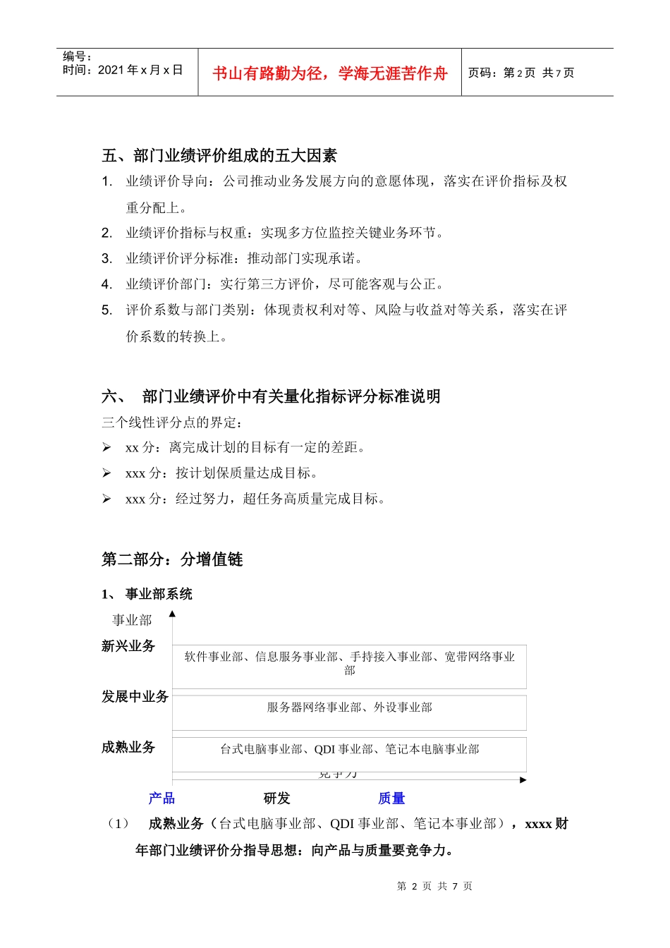某公司部门业绩评价基础及建议概论_第2页