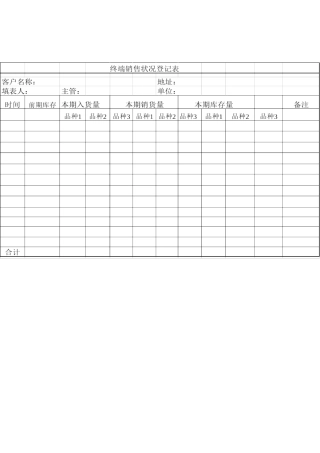 终端销售状况登记表