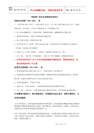 网络推广宣传及营销策划详细书