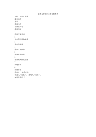 装碴与ۥ卸碴作业安全检查表精选 