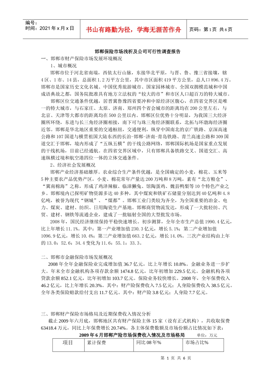 邯郸保险市场调查_第1页