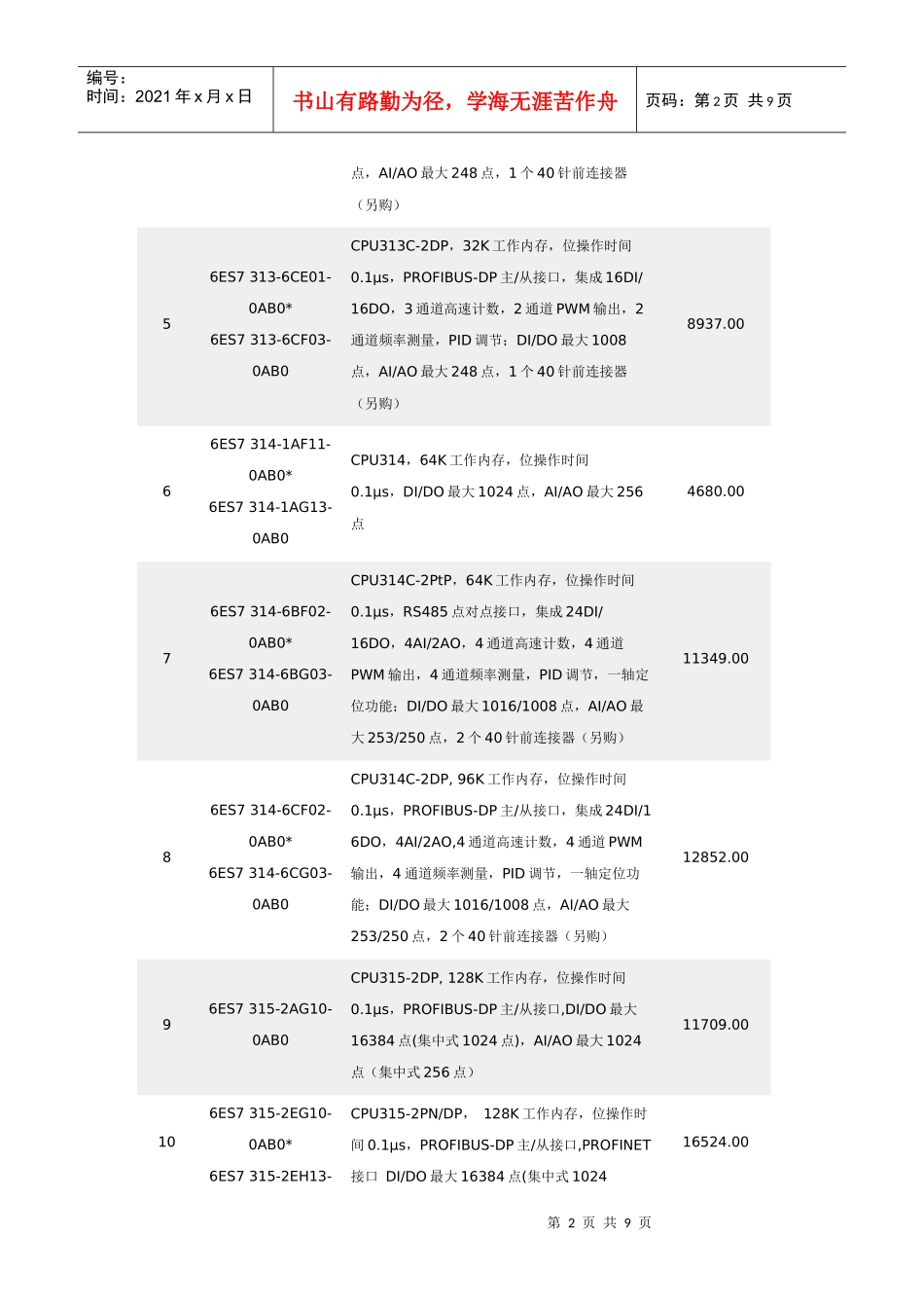 西门子_SIMATIC_S7-300价格标准_第2页