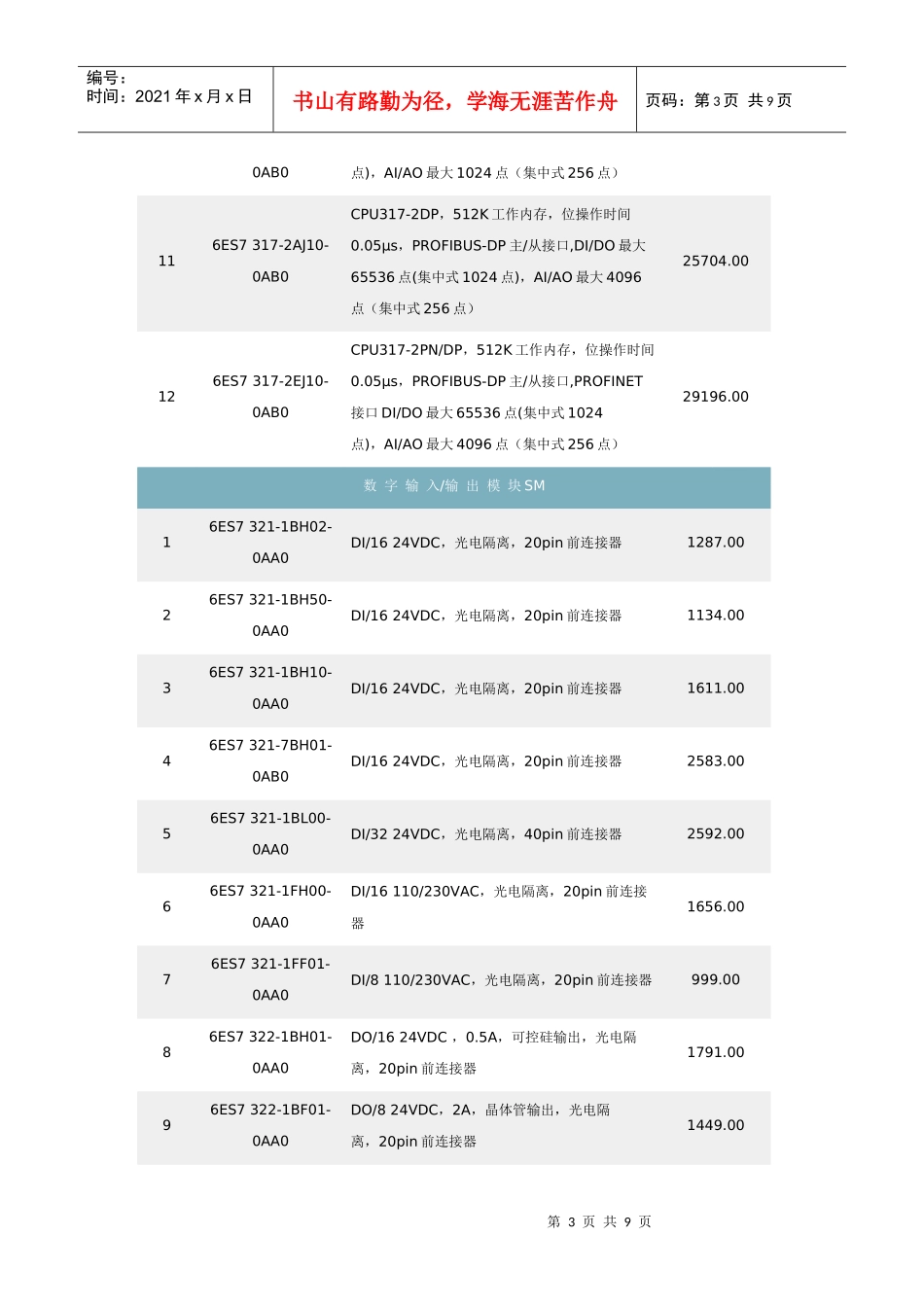 西门子_SIMATIC_S7-300价格标准_第3页