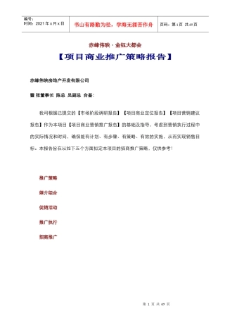 赤峰·金钰大都会·营销推广报告（定）