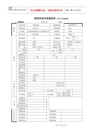 经典家园市场调查表