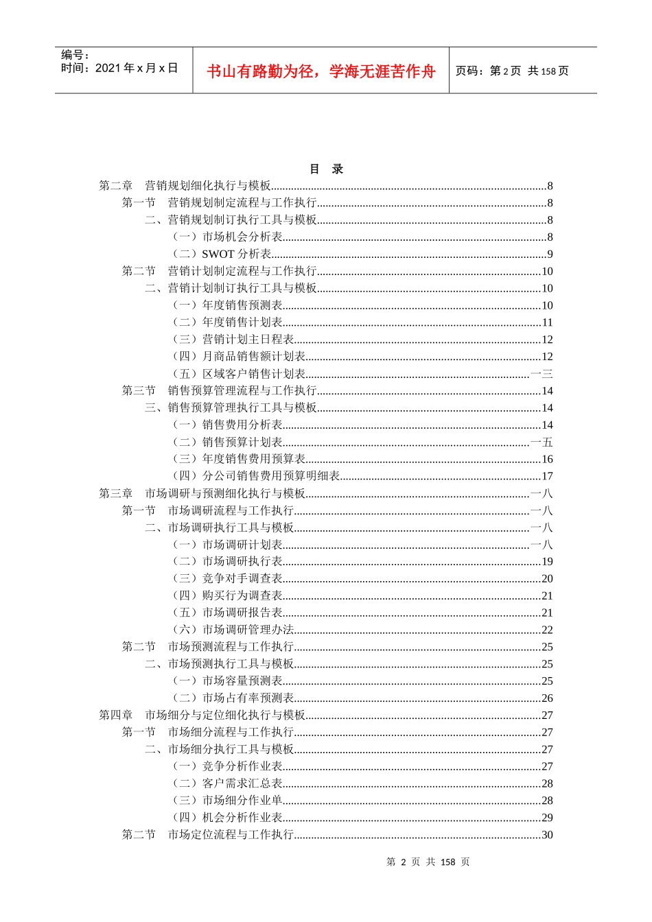 营销管理工作细化执行模板_第2页