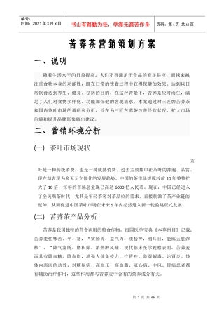苦荞茶营销策划报告书