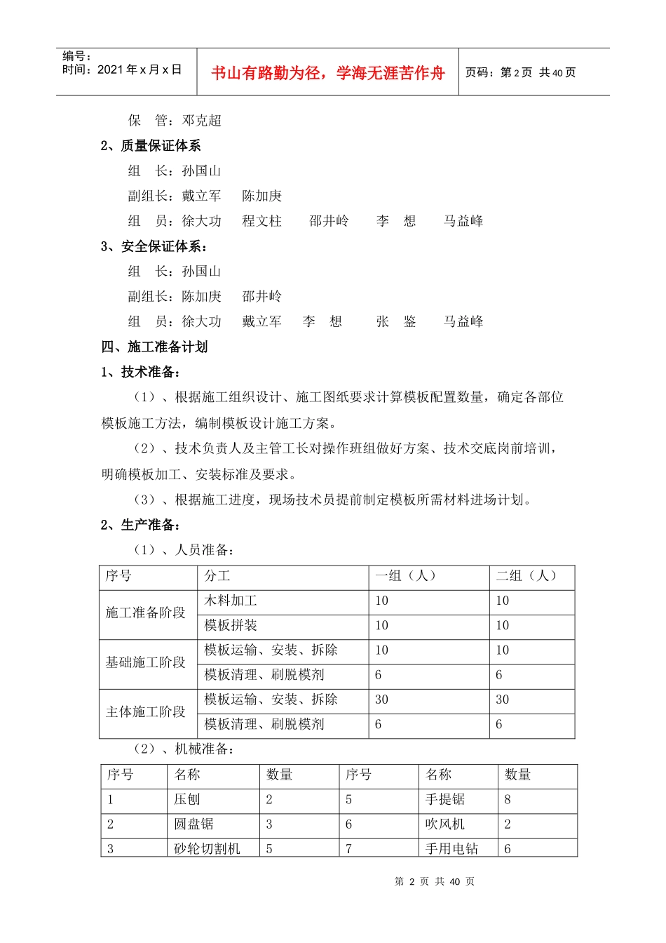车库模板工程施工方案-XXXX89-修改后_第2页