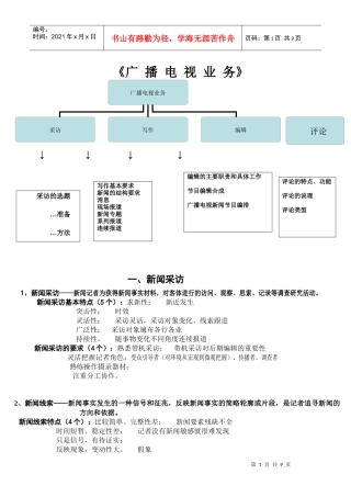 记者证考试之广播电视业务笔记