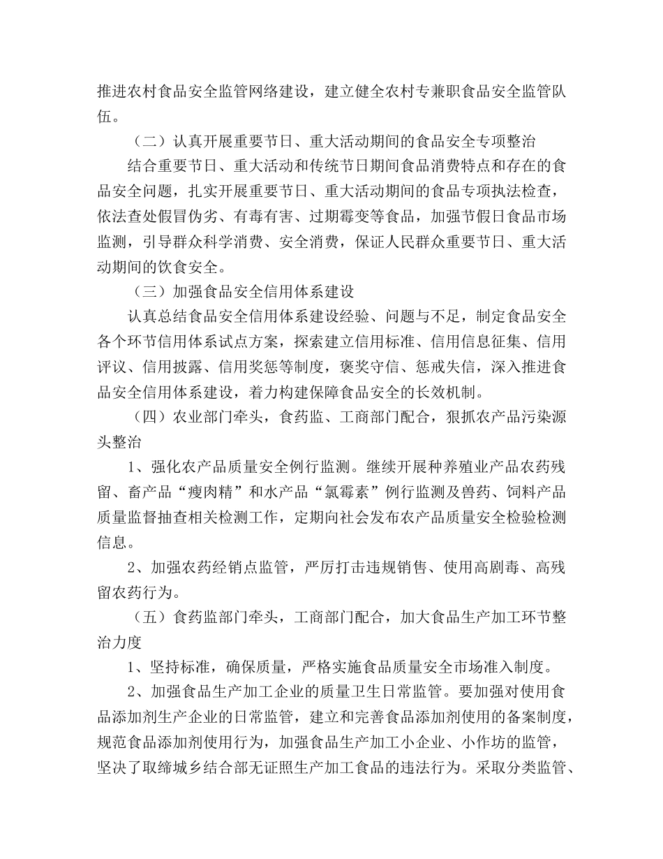 镇2020年食品安全专项整治工作方案 _第2页