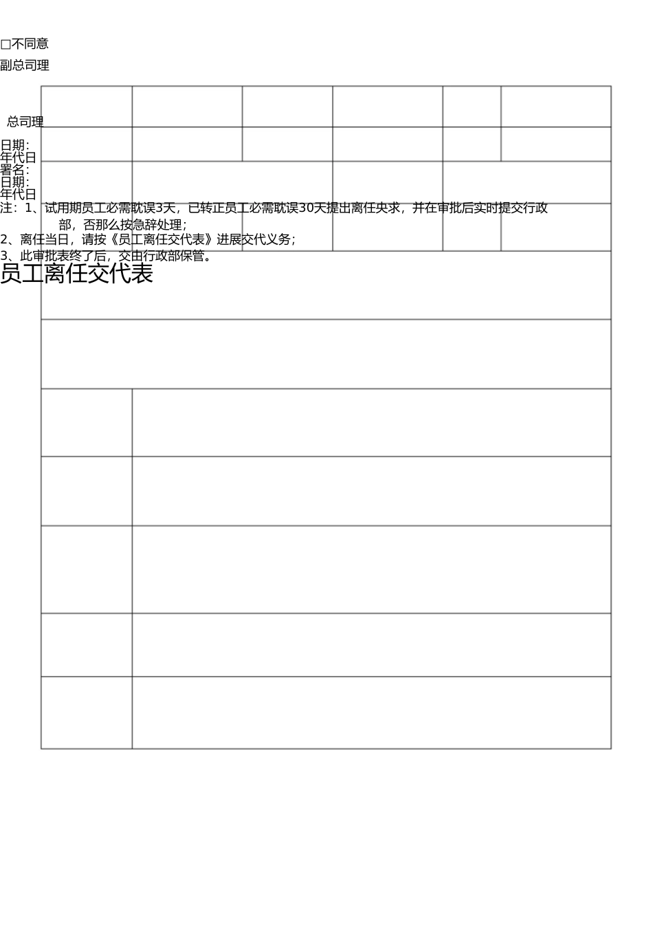 员工离职申请表(必备)(1) _第2页