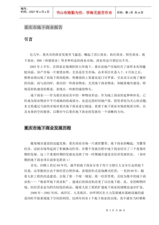 重庆市地下商业报告