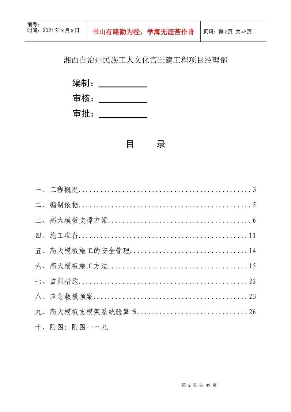 湘西自治州民族工人文化宫迁建工程高大模板施工方案_第2页