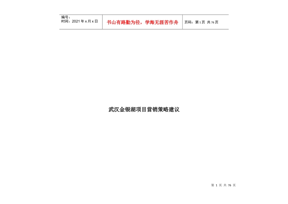 金银湖项目营销策略建议稿_第1页