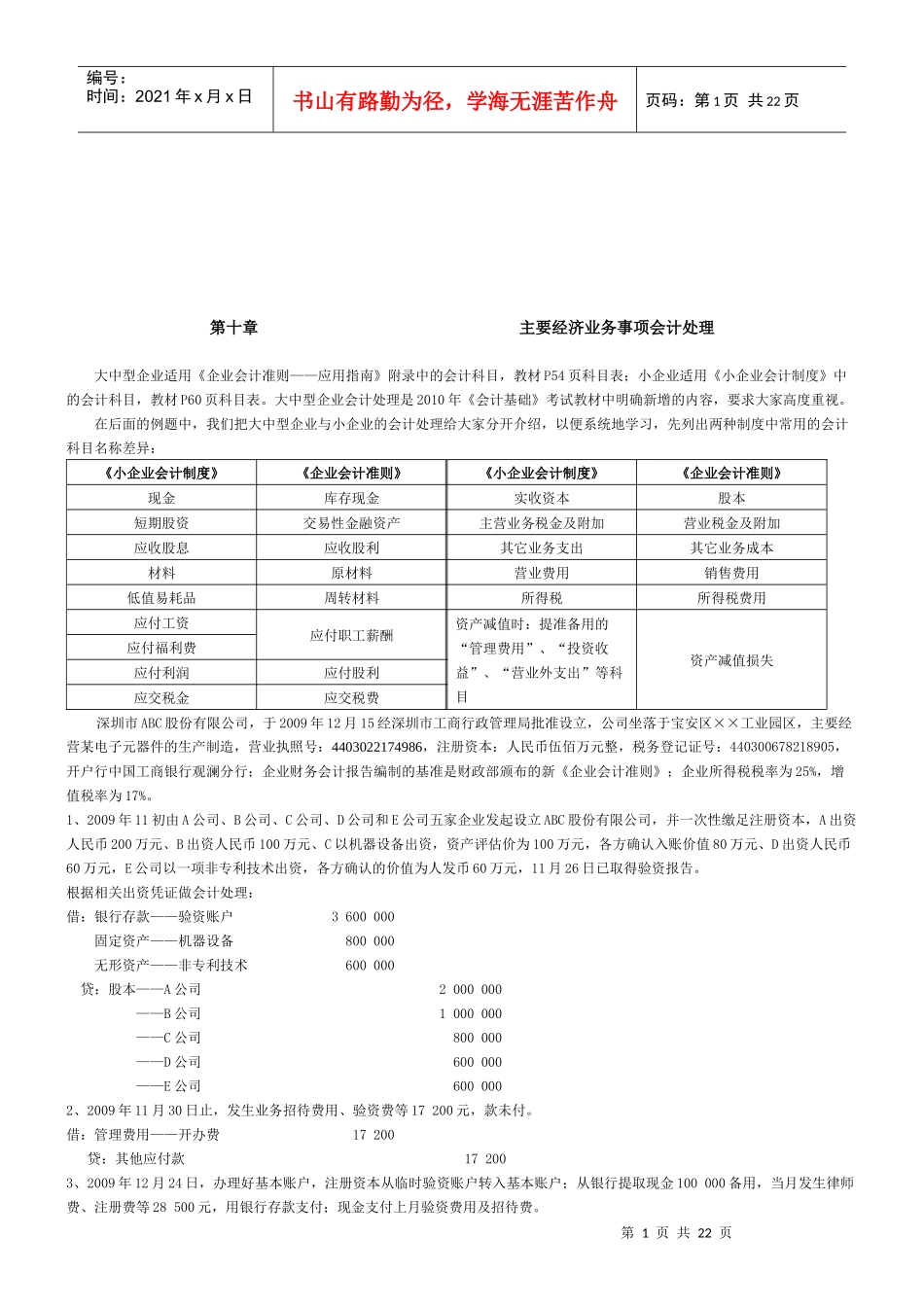 试谈主要经济业务事项会计处理_第1页