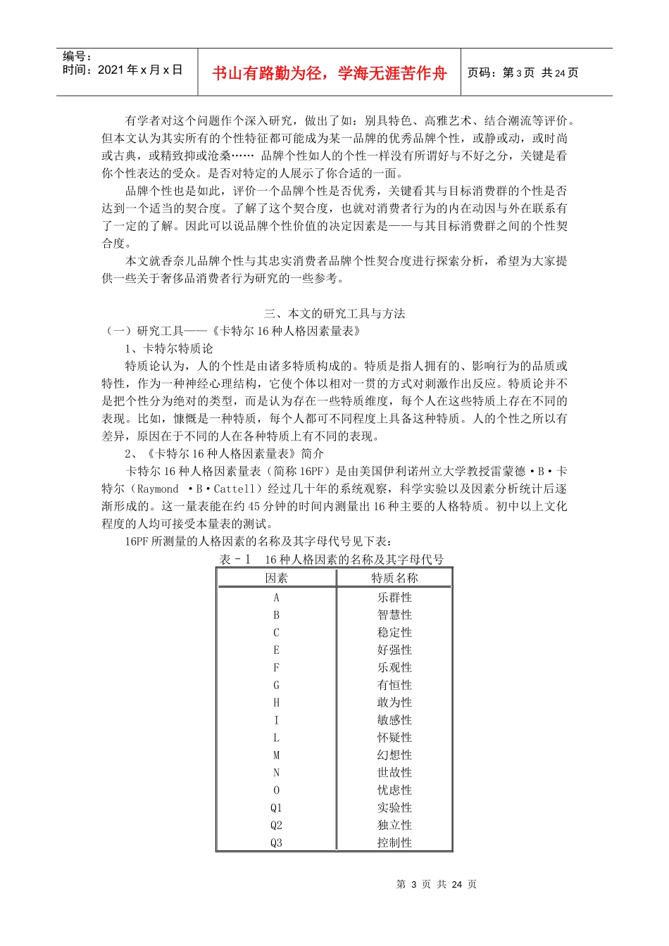 香奈儿品牌个性和其忠诚消费者个性契合度分析_第3页