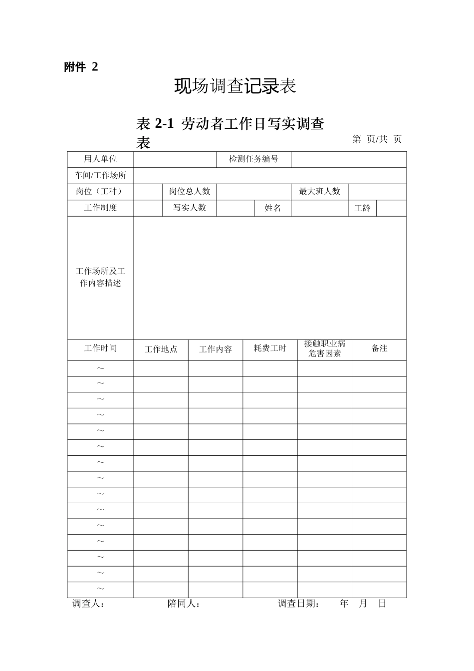 职业卫生技术服务机构检测工作附录表格_第2页